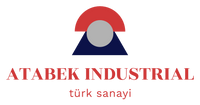 Atabek Industrial logo featuring geometric red and dark blue circular elements